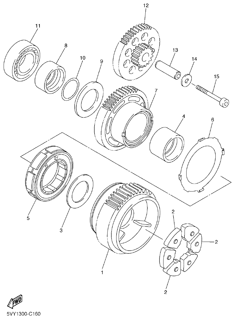 Yamaha R1 2008 STARTER parts diagram